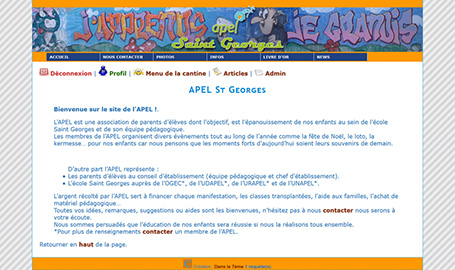 Site des parents d’élève de l'APEL Association de l'école St Georges. - Création agence web Webink à Marseille