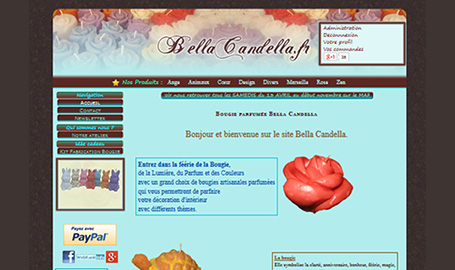 Vente en ligne de bougies artisanales parfumées et colorées.
Ce site n'existe plus. - Création de site web par Webink à Marseille
